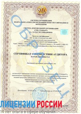 Образец сертификата соответствия аудитора №ST.RU.EXP.00006174-3 Собинка Сертификат ISO 22000